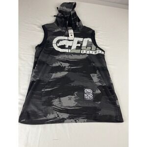 Ecko Unltd Sleeveless Hoodie Men Small Black Night Broadstroke Camo EO12K886 NWT